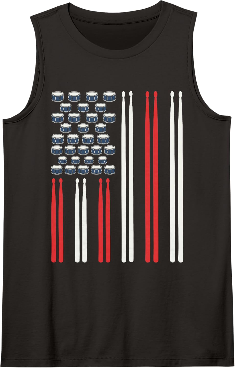 US Flag Play Drums Sticks Drummer Musician Rock Music Band Tank Top - Black