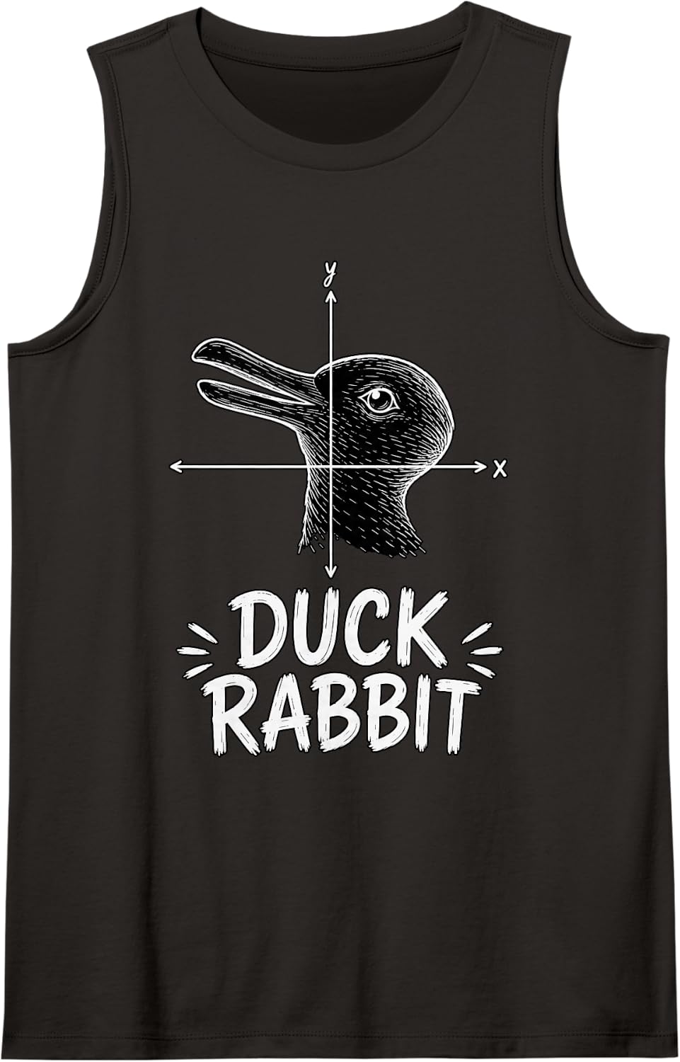 Duck Rabbit Illusion Optical Psychology Puzzle Sleeveless Tank Top - Black