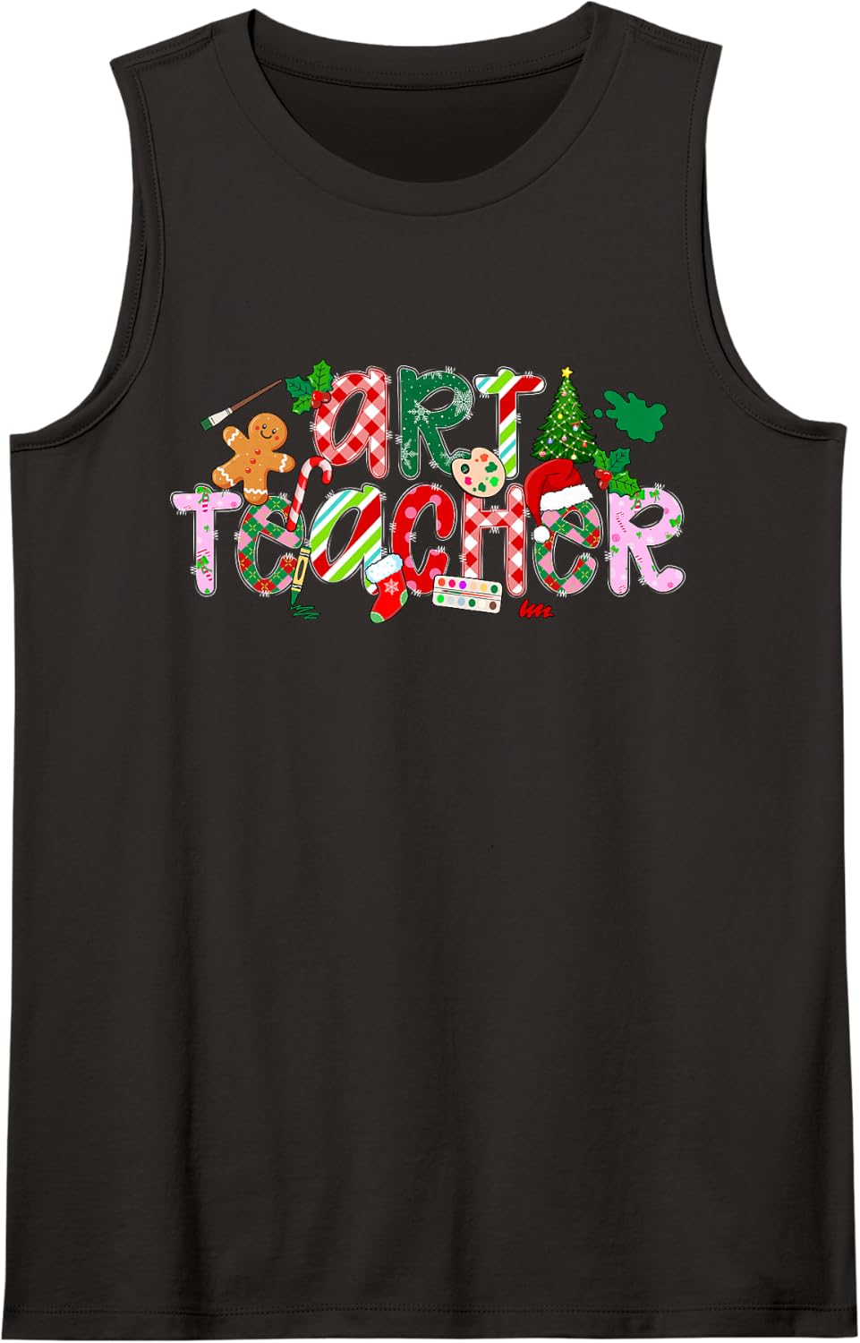 Art Teacher Christmas Art Teaching Xmas Sleeveless Tank Top - Black