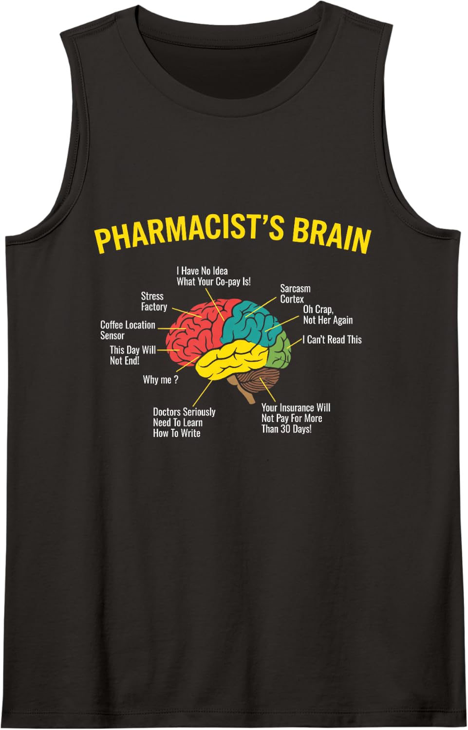 Pharmacist Brain Funny Pharmacy Work Humor Tank Top - Black