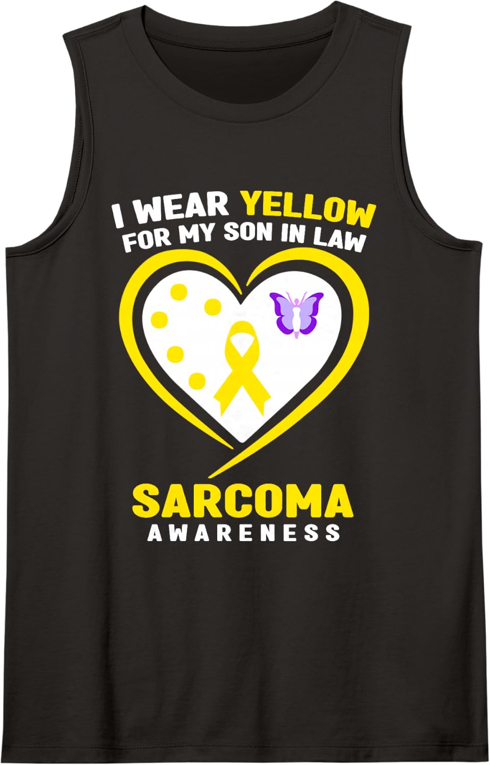 I Wear Yellow for My Son in Law Sarcoma Awareness Sleeveless Tank Top - Black
