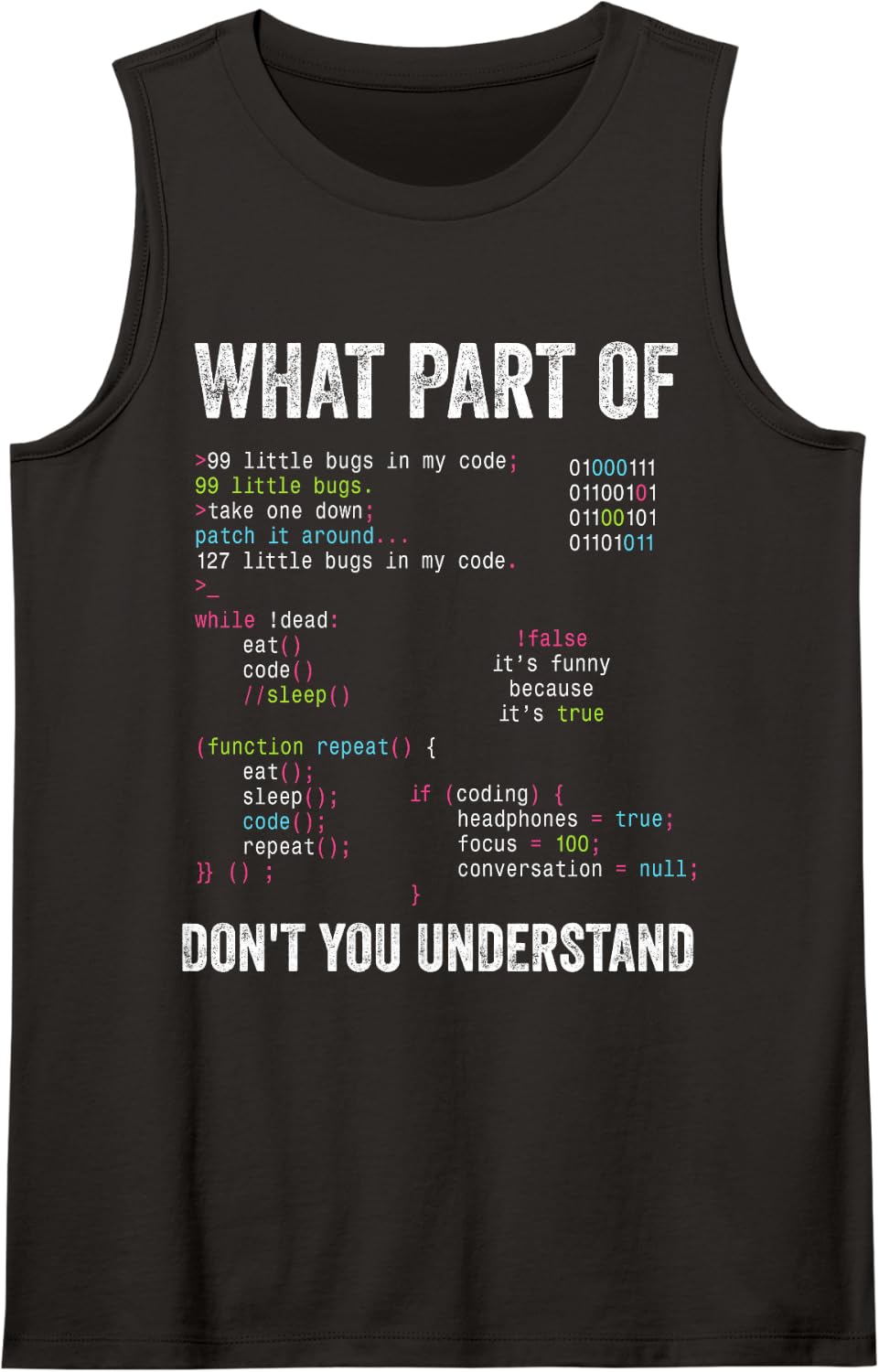 Funny Programming Coding Programmer Coder Sleeveless Tank Top - Black