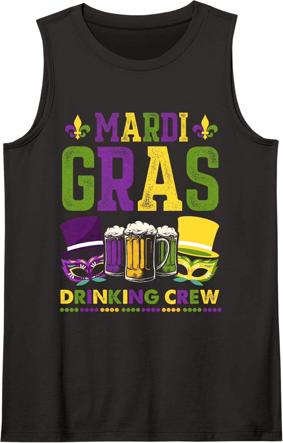 Mardi Gras Drinking Crew Tank Top - Black