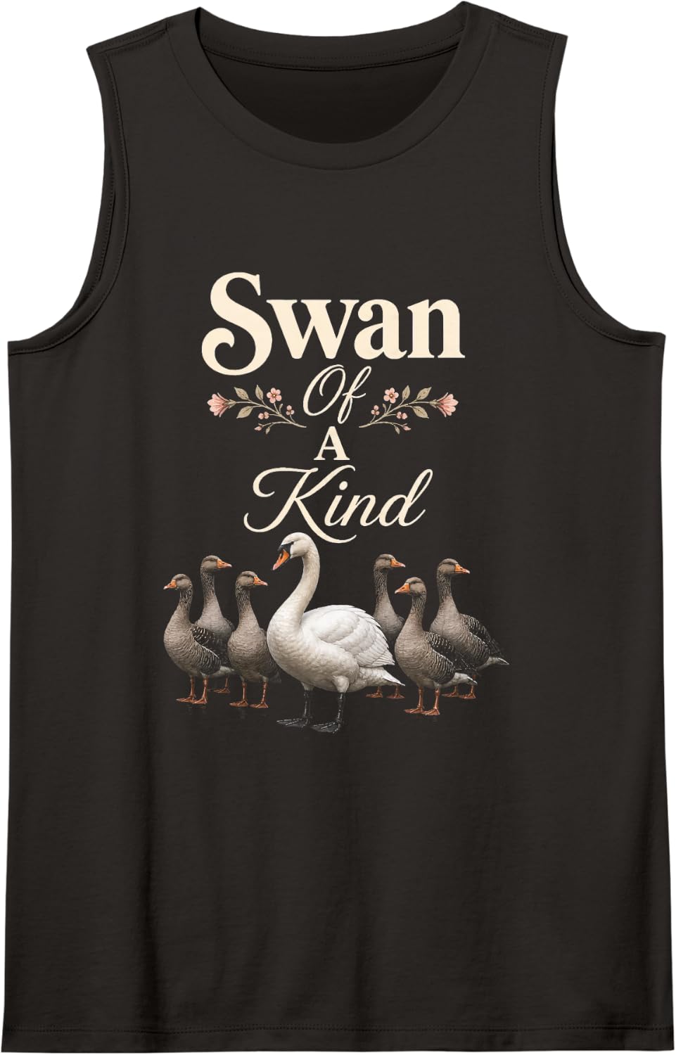 Bird Watching Swan of A Kind Tank Top - Black