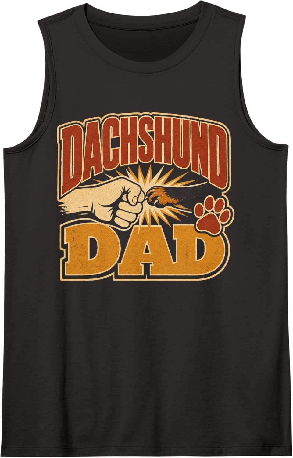 Dachshund Dad Fist Bump Dog Lover Sleeveless Tank Top - Black
