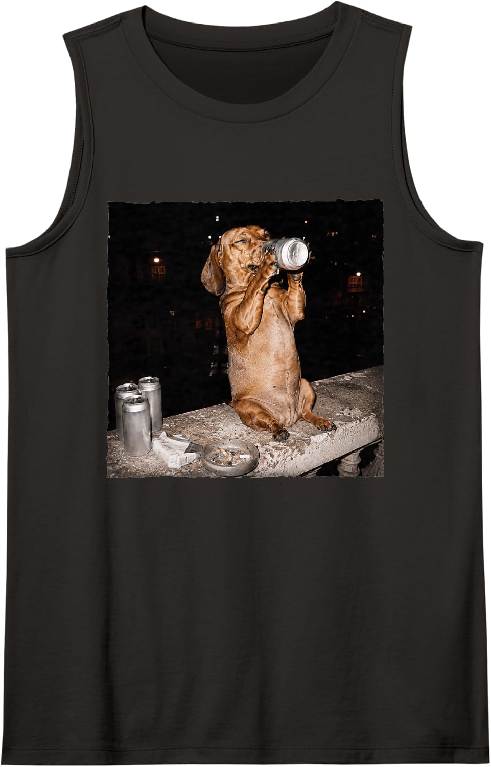 Dachshund Drinking Beer Lover Dog Meme Wiener Mom Dad Sleeveless Tank Top - Black