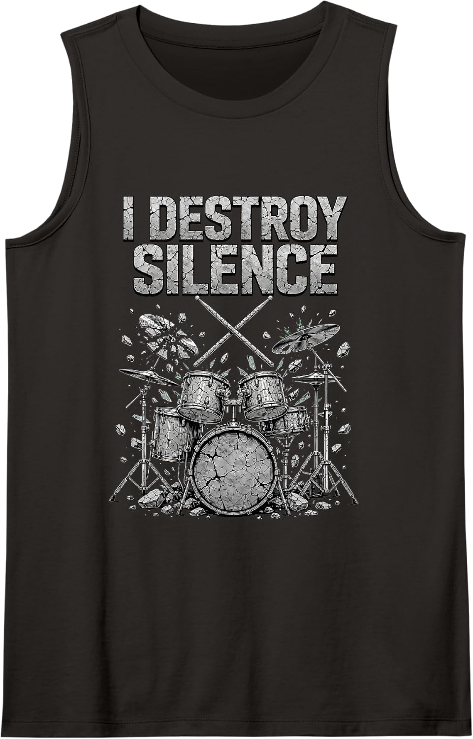 Funny Drummer I Destroy Silence Loud Cymbal Crash Rockstar Tank Top - Black