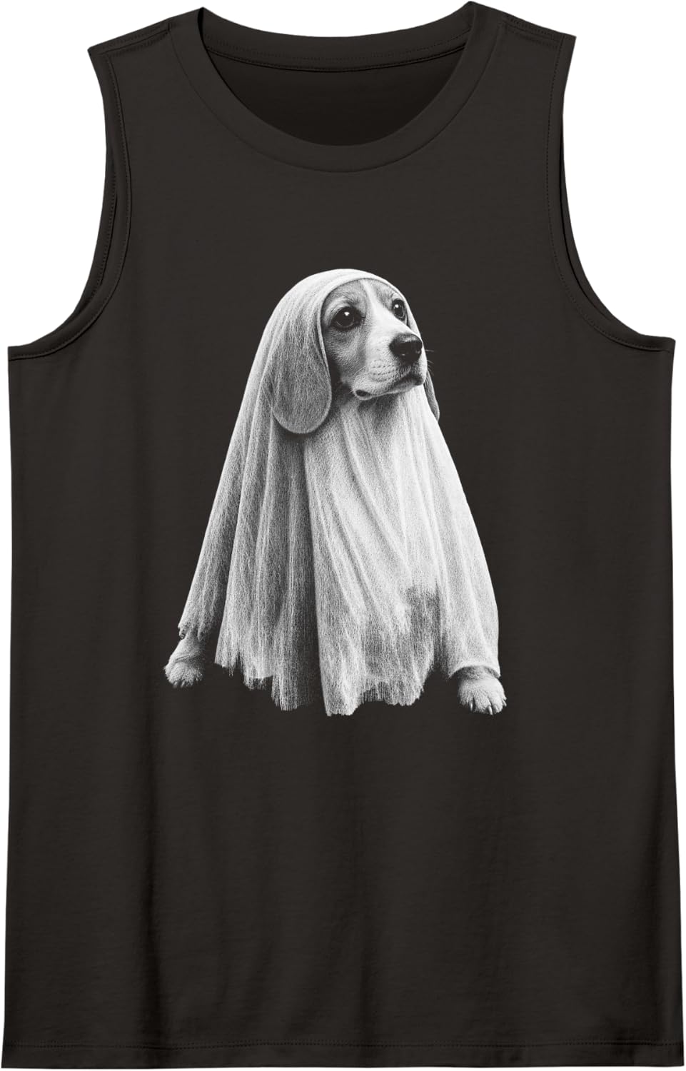 Beagle Halloween Dog Lover Spooky Beagle Ghost Scary Sleeveless Tank Top - Black