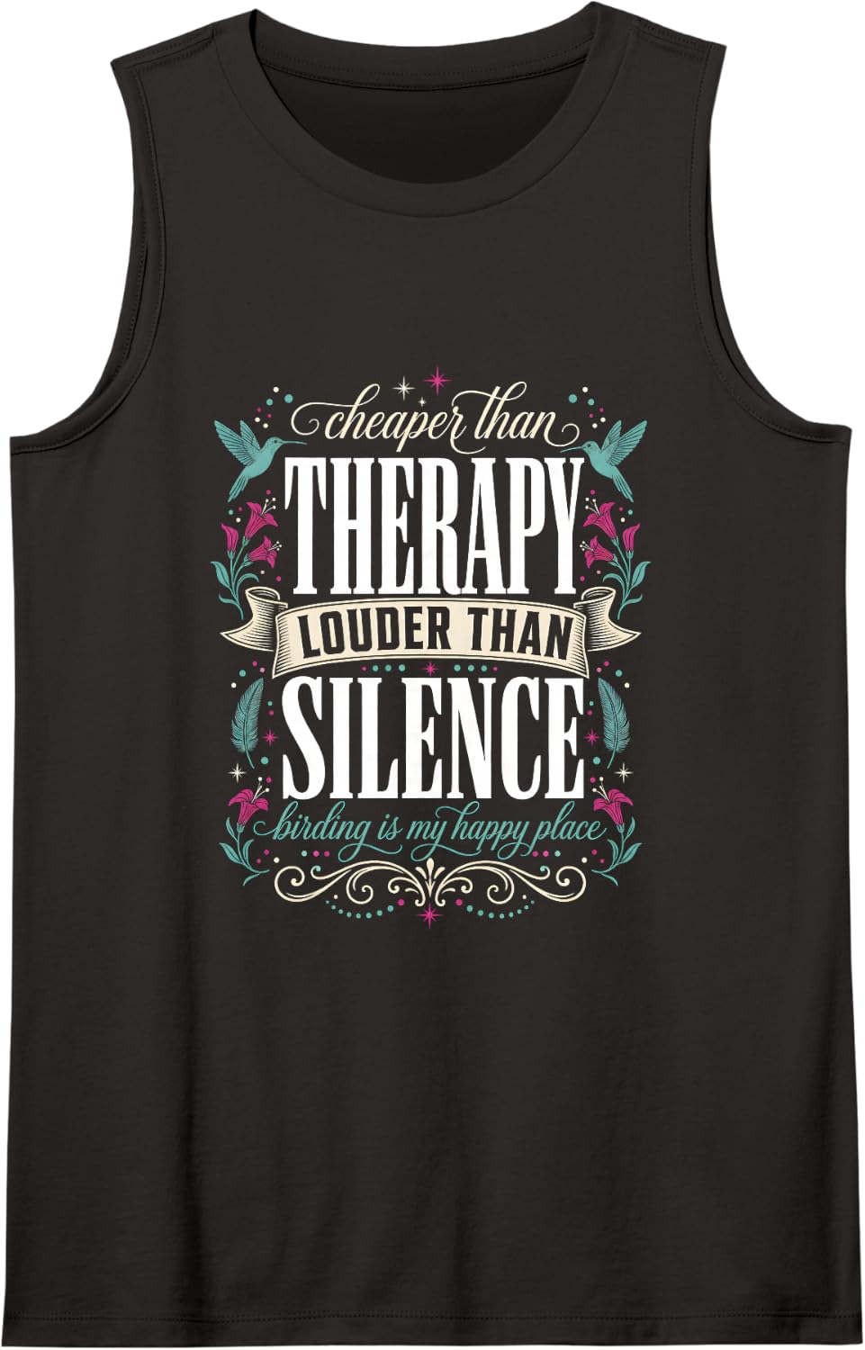Hummingbird Birding Therapy birdwatcher Nature Lover Sleeveless Tank Top - Black