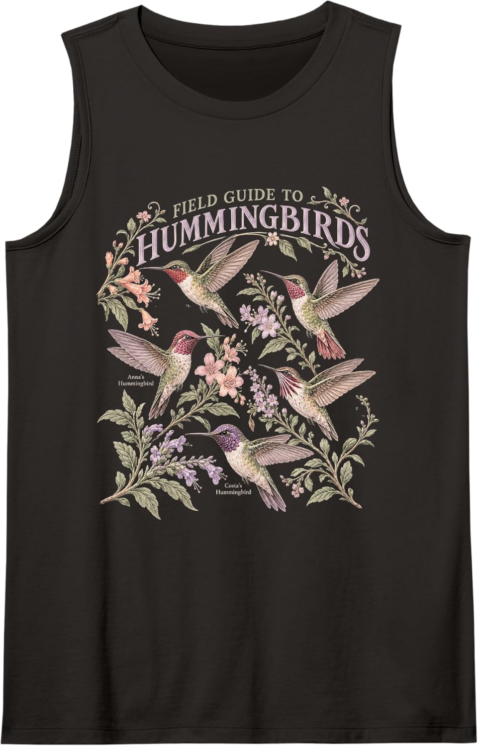 Hummingbird Identification Guide for Birdwatchers Gardeners Sleeveless Tank Top - Black
