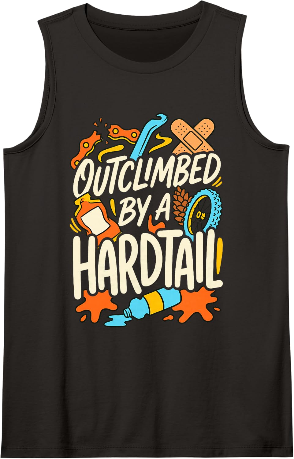 Mountain Bike Outclimbed By A Hardtail Funny MTB Rider Sleeveless Tank Top - Black