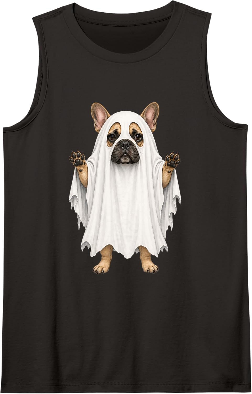 French Bulldog Dog Ghost Halloween Sleeveless Tank Top - Black