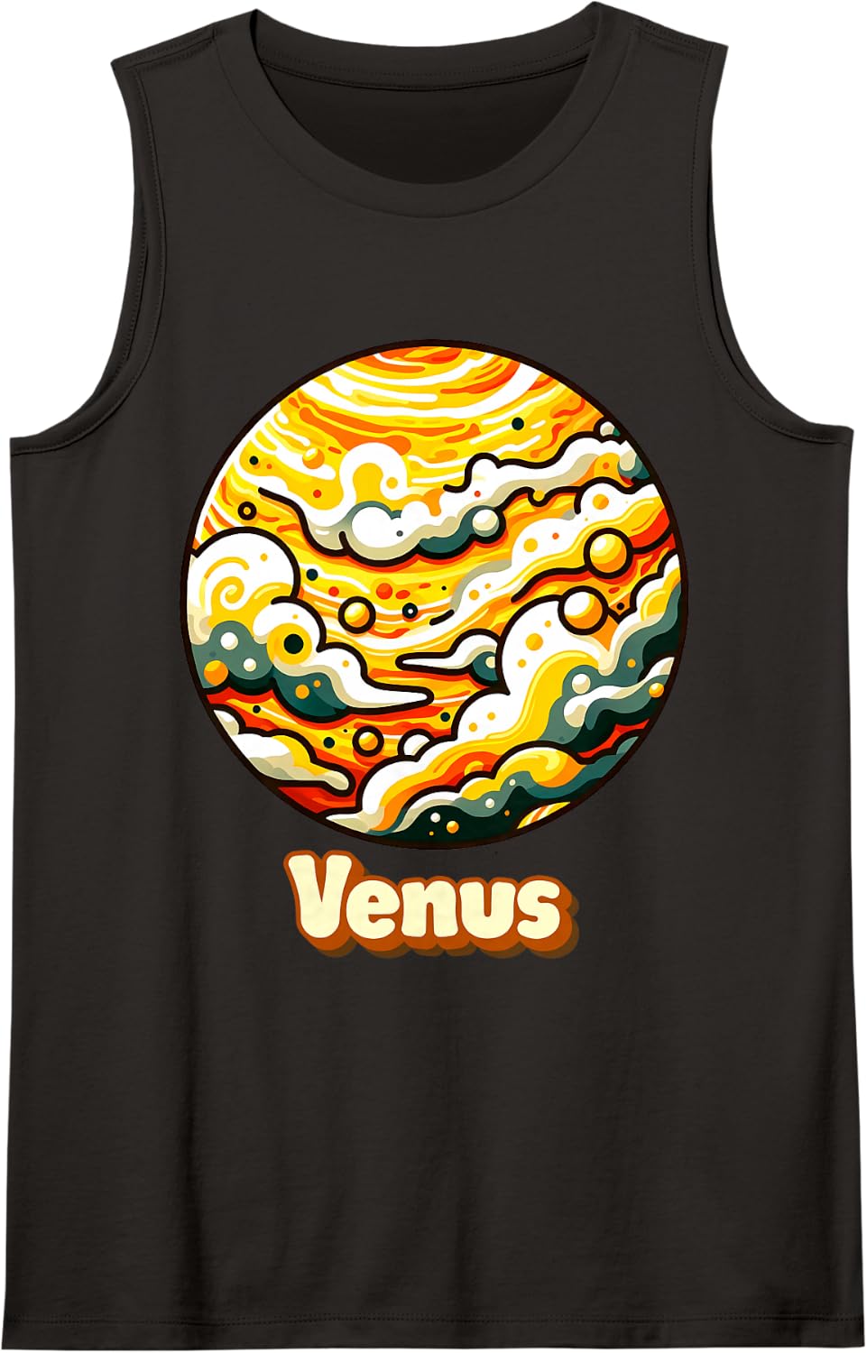Planet Venus Outer Space Costume Graphic Sleeveless Tank Top - Black