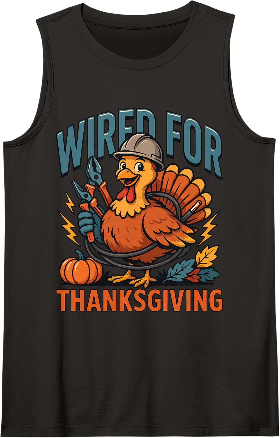 Thanksgiving Electrician - Wired for Thanksgiving Sleeveless Tank Top - Black
