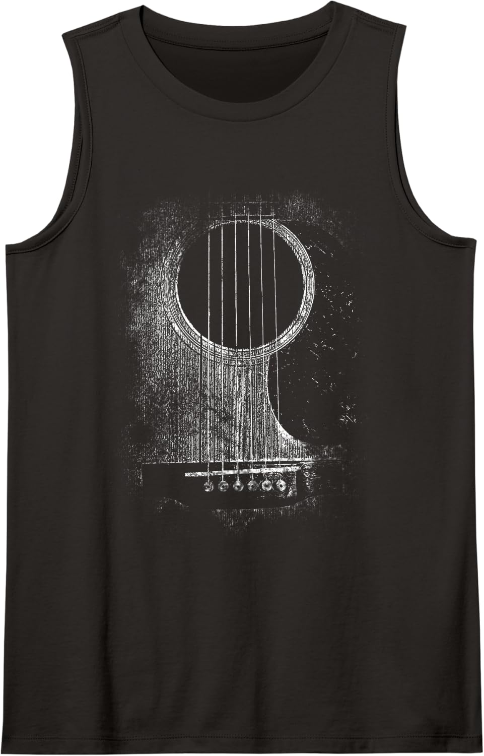 Acoustic Guitar Six String Classic Rock & Roll Sleeveless Tank Top - Black