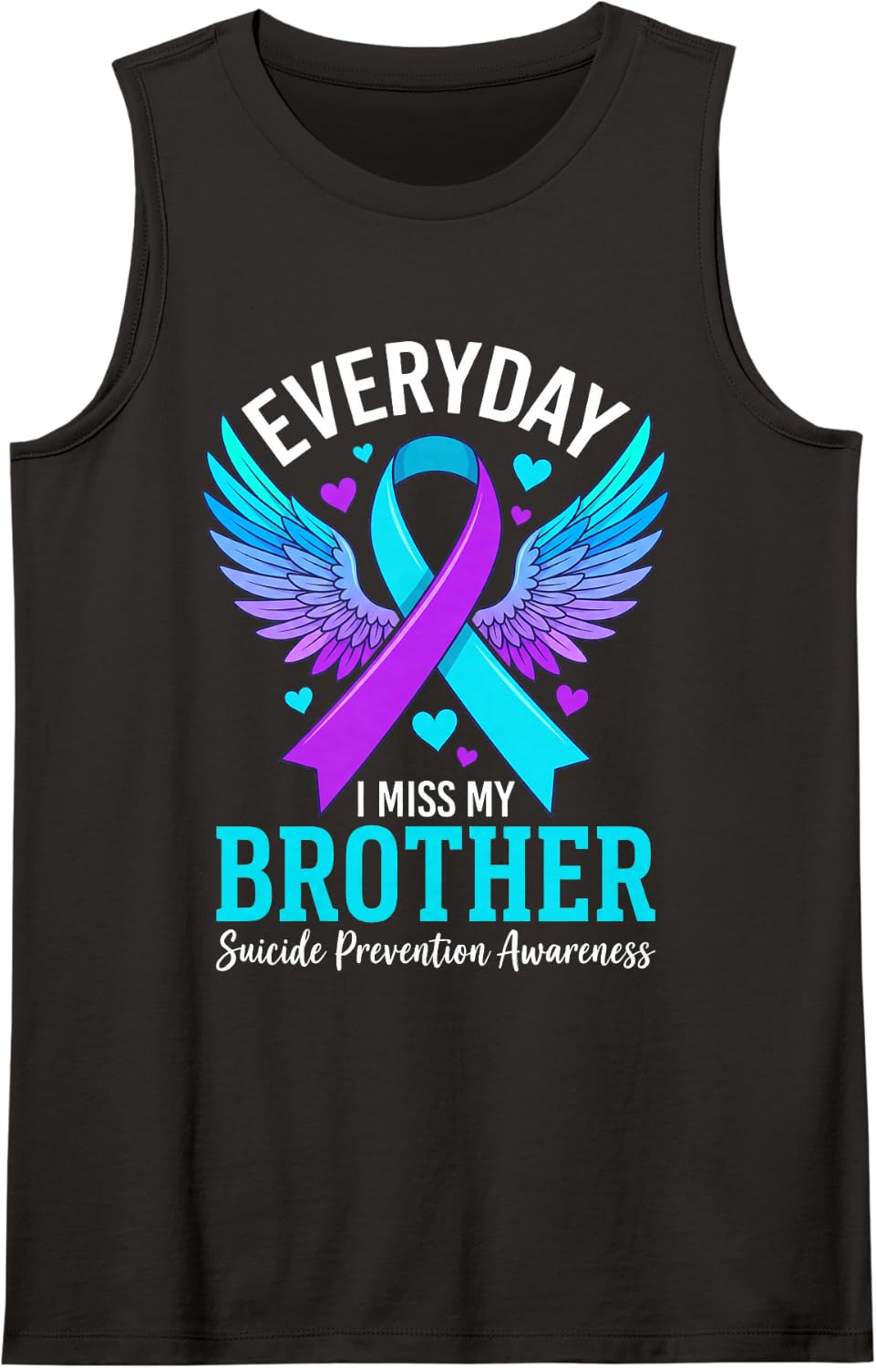 Suicide Awareness Shirt Brother Suicide Prevention Awareness Sleeveless Tank Top - Black