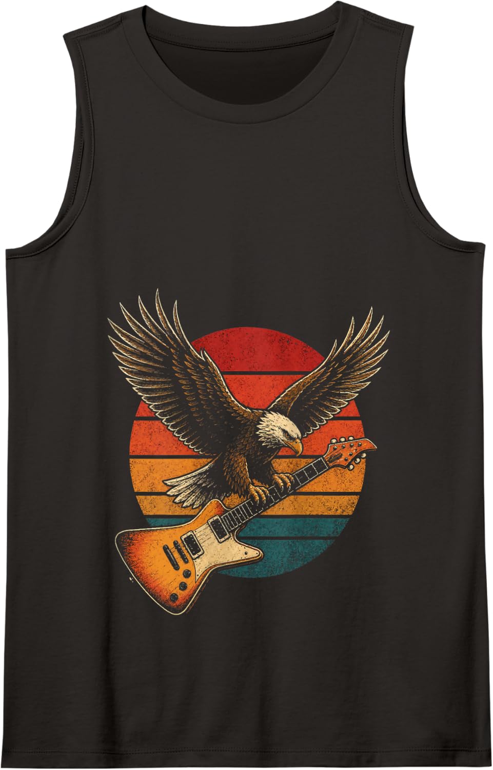 Guitar Eagle Retro Vintage Electric Guitarist Gift Tank Top - Black