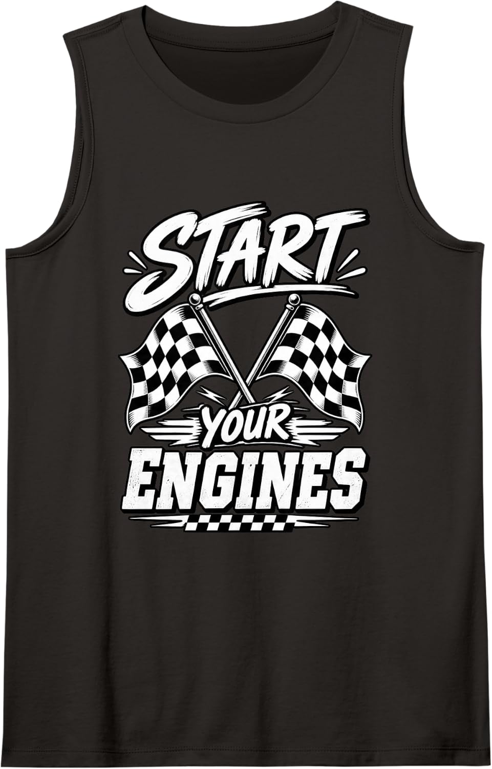 Start Your Engines Vintage Check Flag Race Car Costume Sleeveless Tank Top - Black