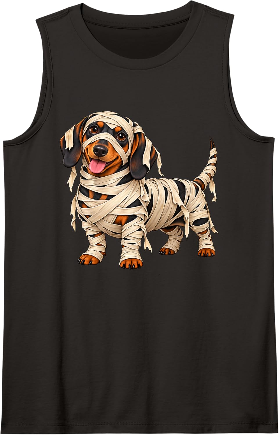 Dachshund Dog Mummy Halloween Sleeveless Tank Top - Black