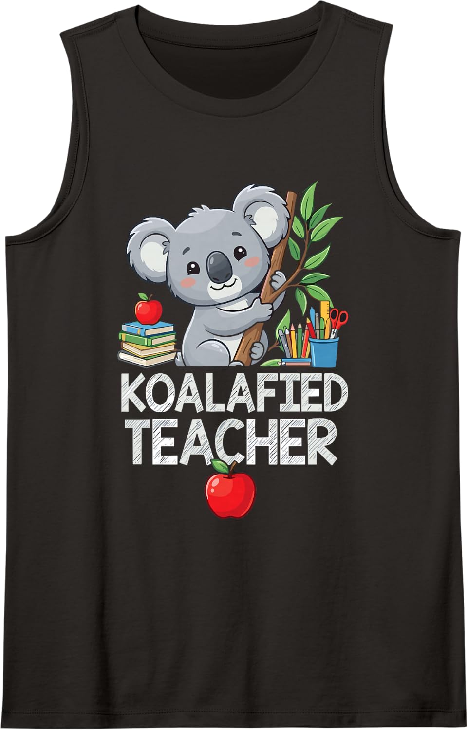 Koalafied Teacher Cute Koala Back to School Classroom Funny Sleeveless Tank Top - Black