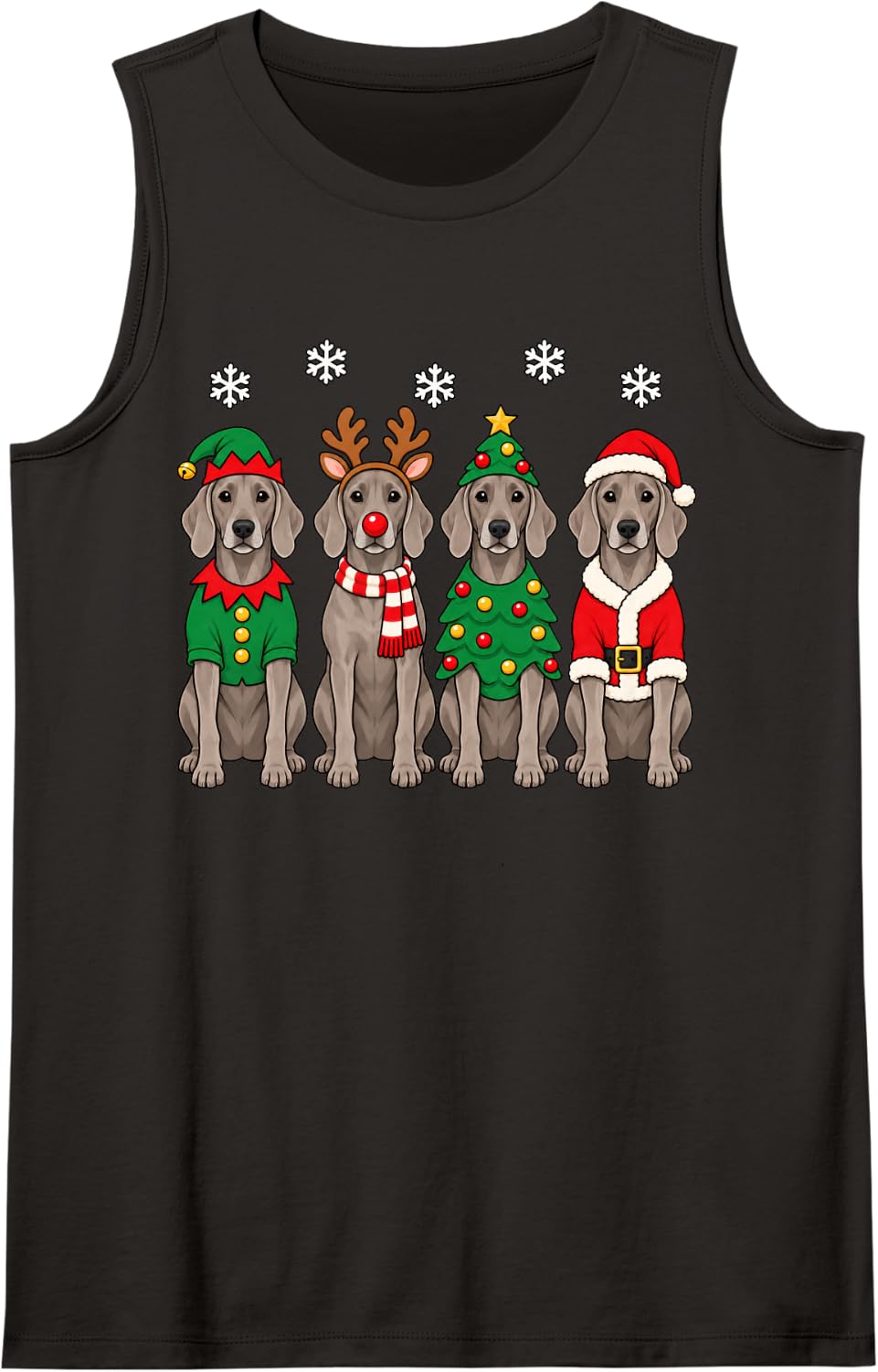 Weimaraner Christmas Reindeer Santa Dog Lover Sleeveless Tank Top - Black