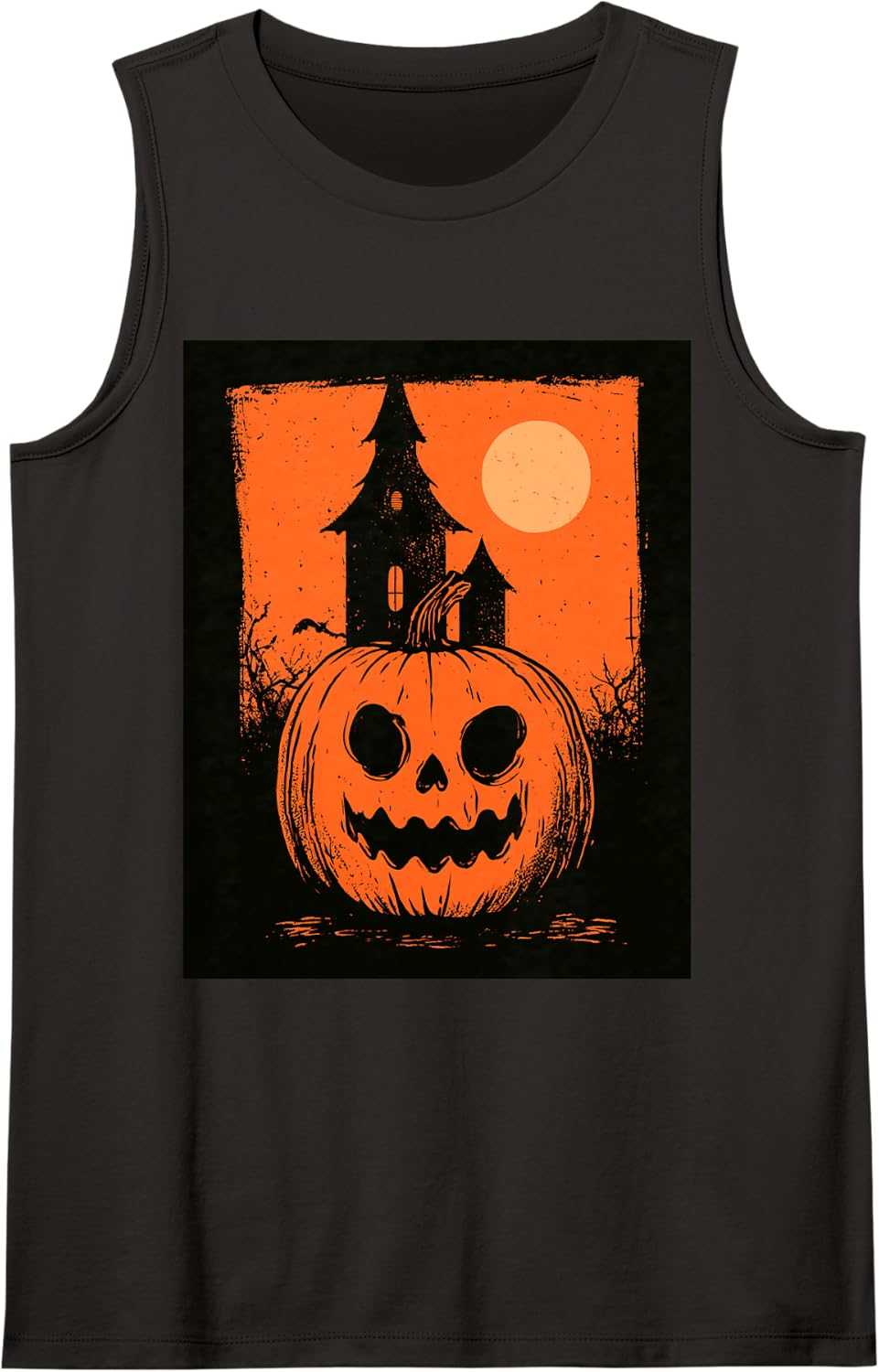 Classic Halloween Orange Sleeveless Tank Top - Black