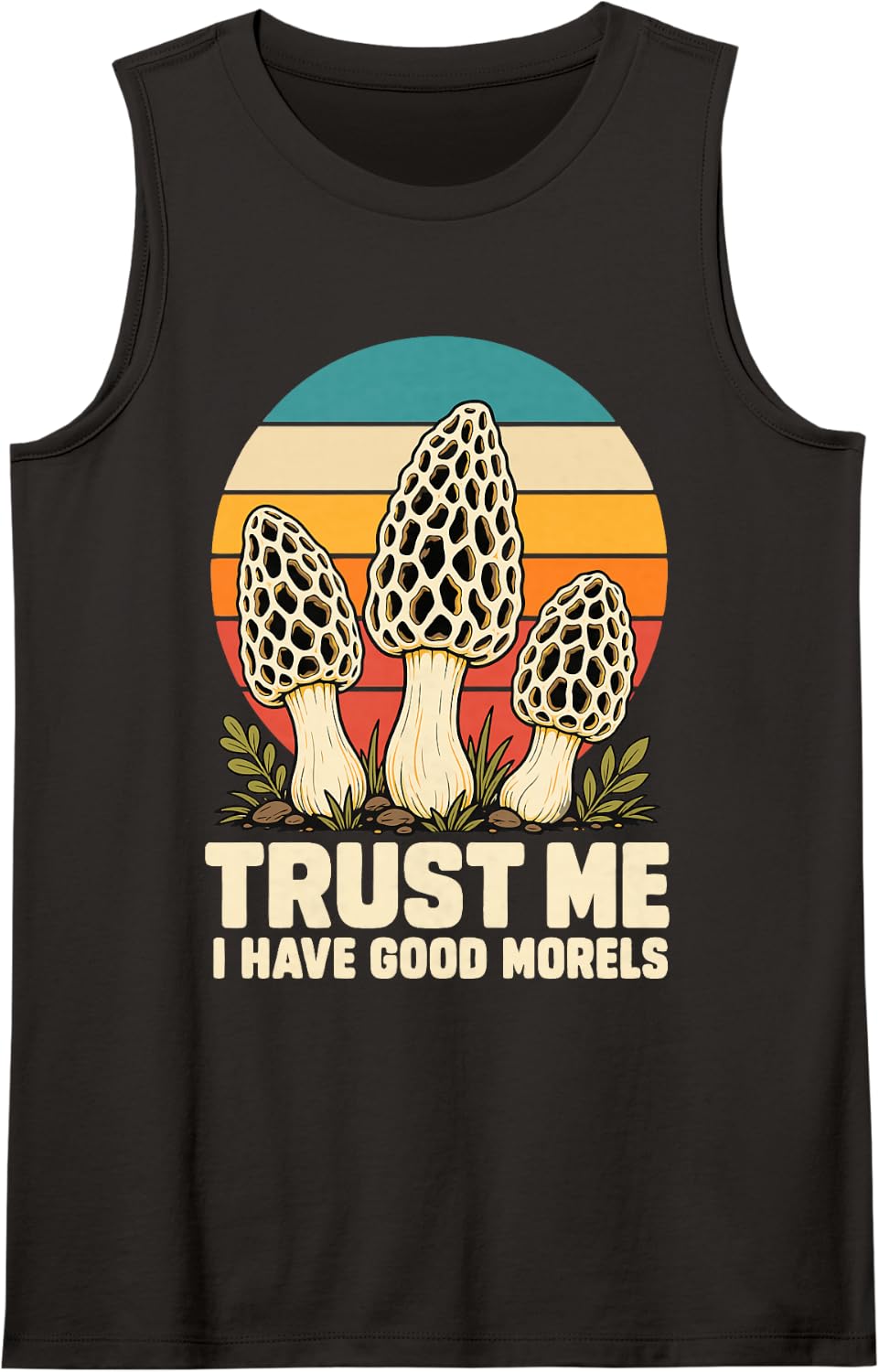 Funny Morels Hunting Foraging Mushroom Picker Sleeveless Tank Top - Black