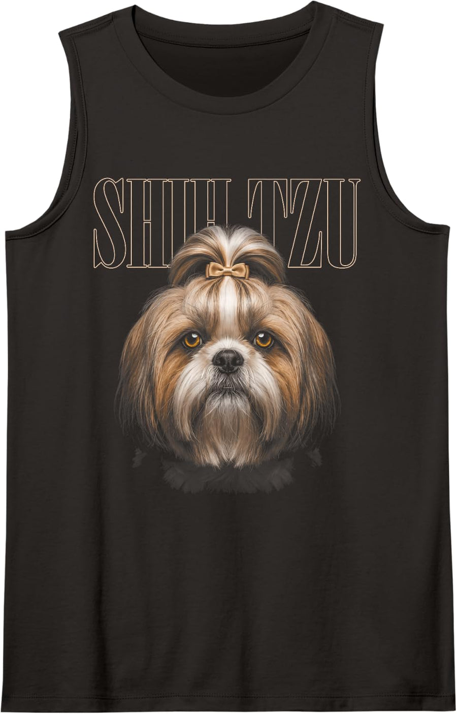 Shih Tzu Face Animal Puppy Wildlife Nature Dog Sleeveless Tank Top - Black