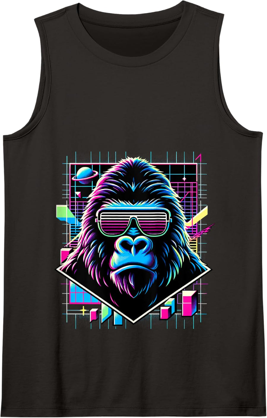 Mens, Womens and Kids Vintage Retro Gorilla Lover Tank Top - Black