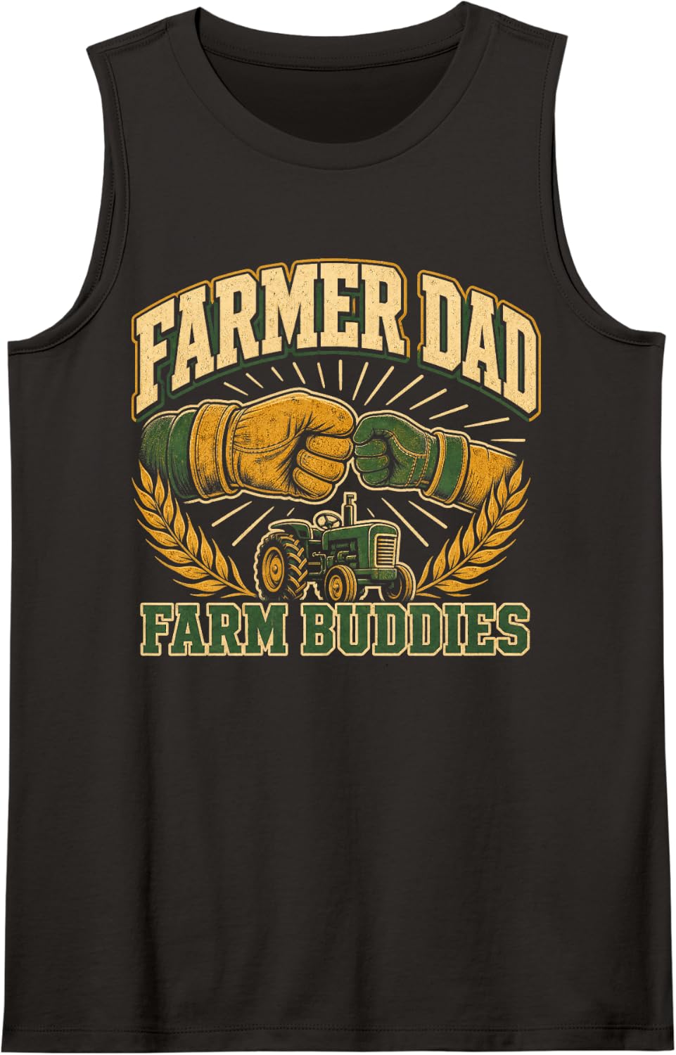 Farmer Dad Farm Buddies Tractor Farming Sleeveless Tank Top - Black