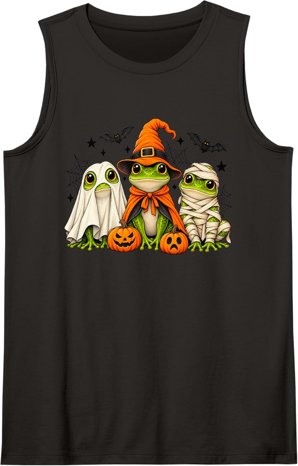 Frog Mummy Halloween Ghost Sleeveless Tank Top - Black