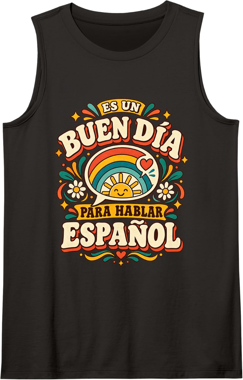 Spanish Maestra Hablar Español Classroom Teacher Language Tank Top - Black