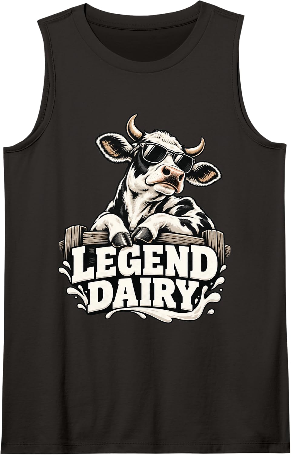 Legend Dairy Funny Farmer Cow Farmer Pun Graphic Sleeveless Tank Top - Black