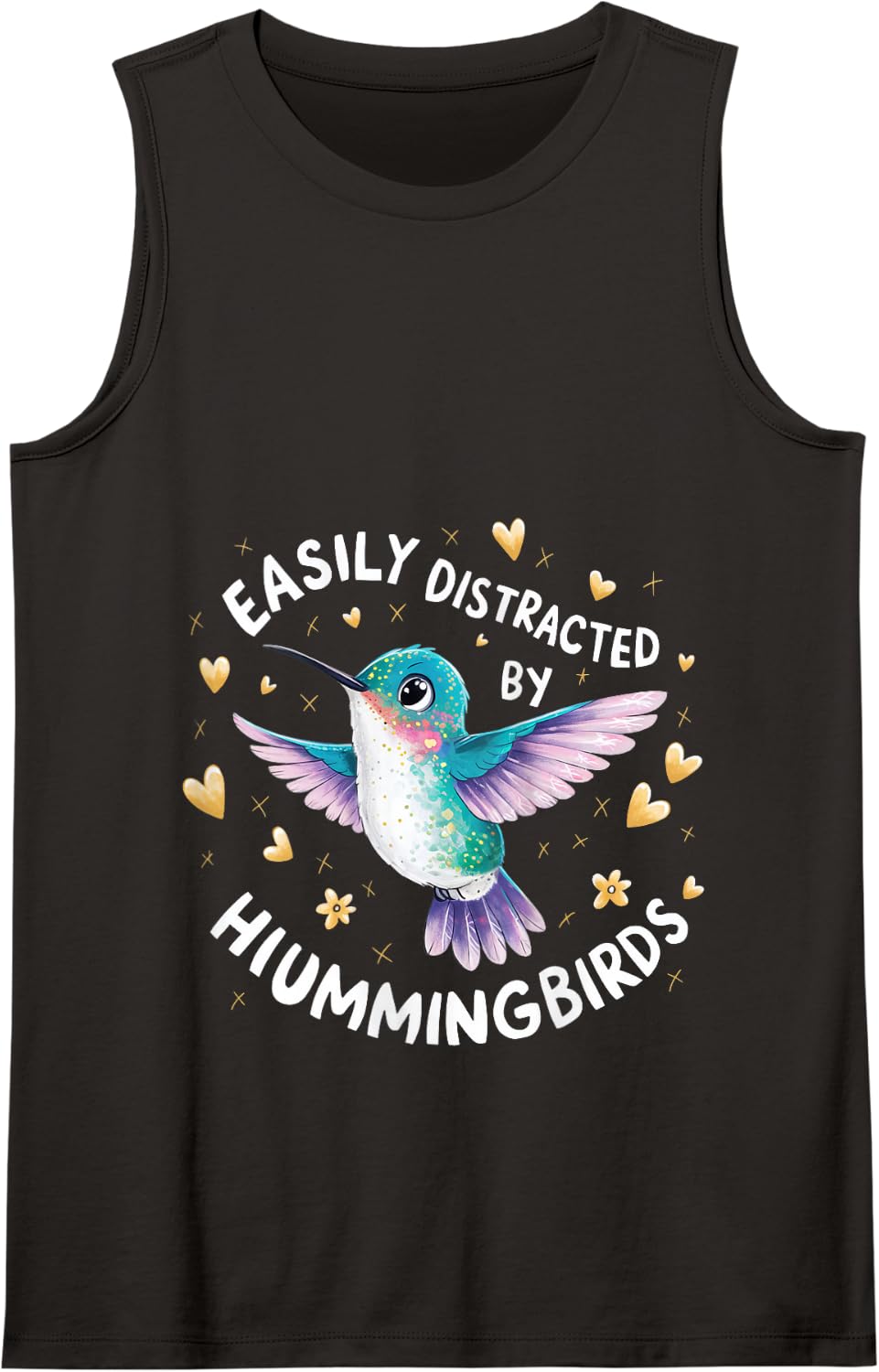 Easily Distracted By Hummingbirds Bird Lovers Nature Tank Top - Black