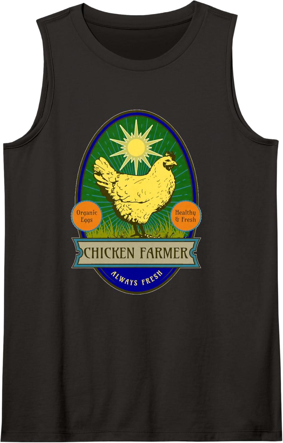 Chicken Farmer Organic Eggs Healthy and Fresh Sleeveless Tank Top - Black