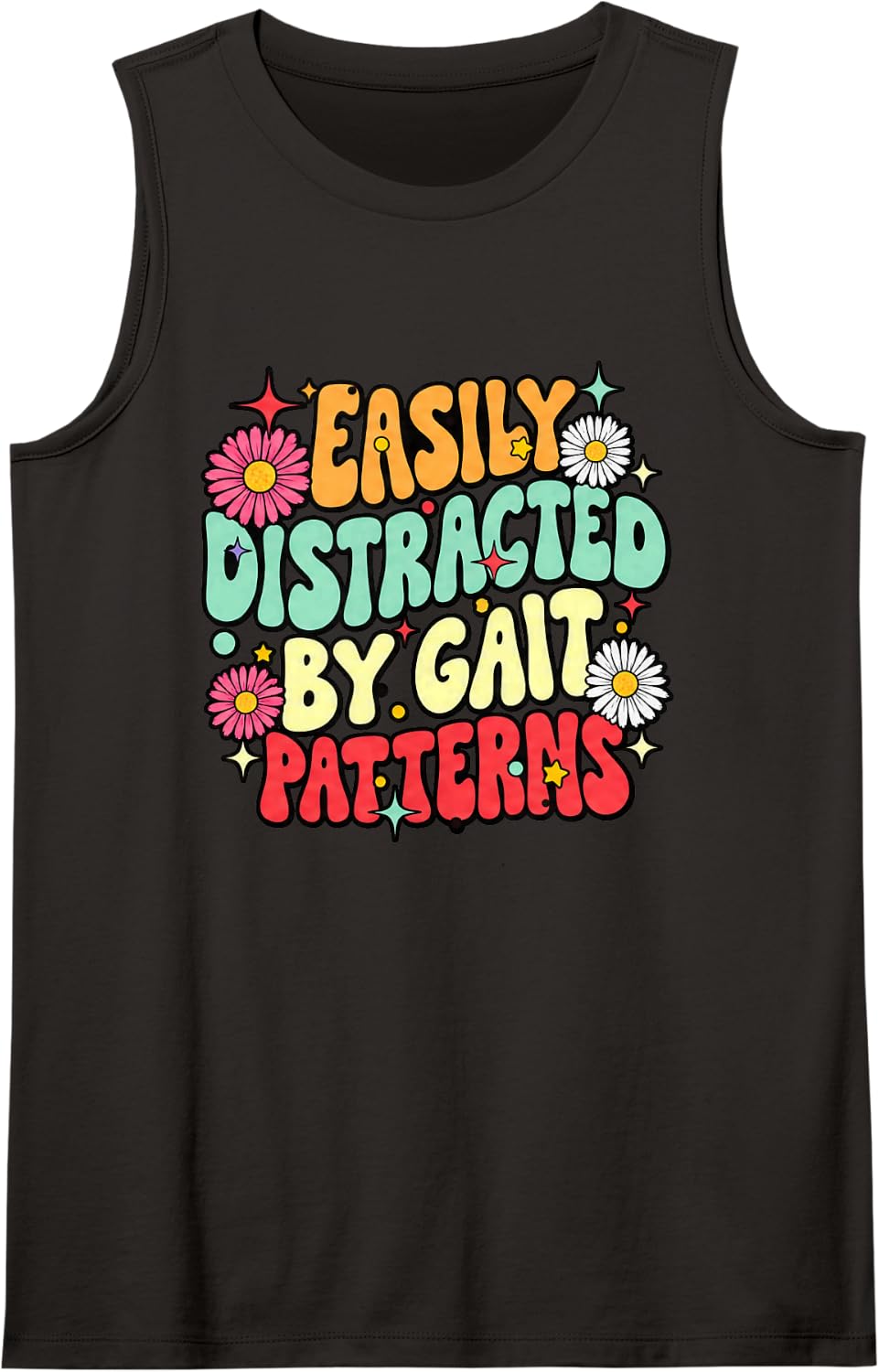 Easily Distracted By Gait Patterns Funny Physical Therapist Sleeveless Tank Top - Black