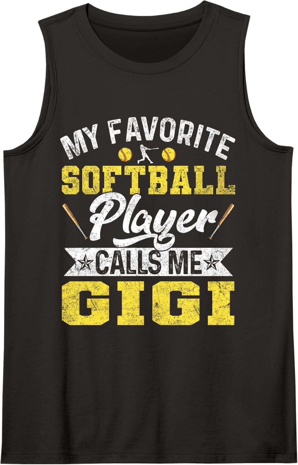 My Favorite Softball Player Call Me Gigi Sleeveless Tank Top - Black