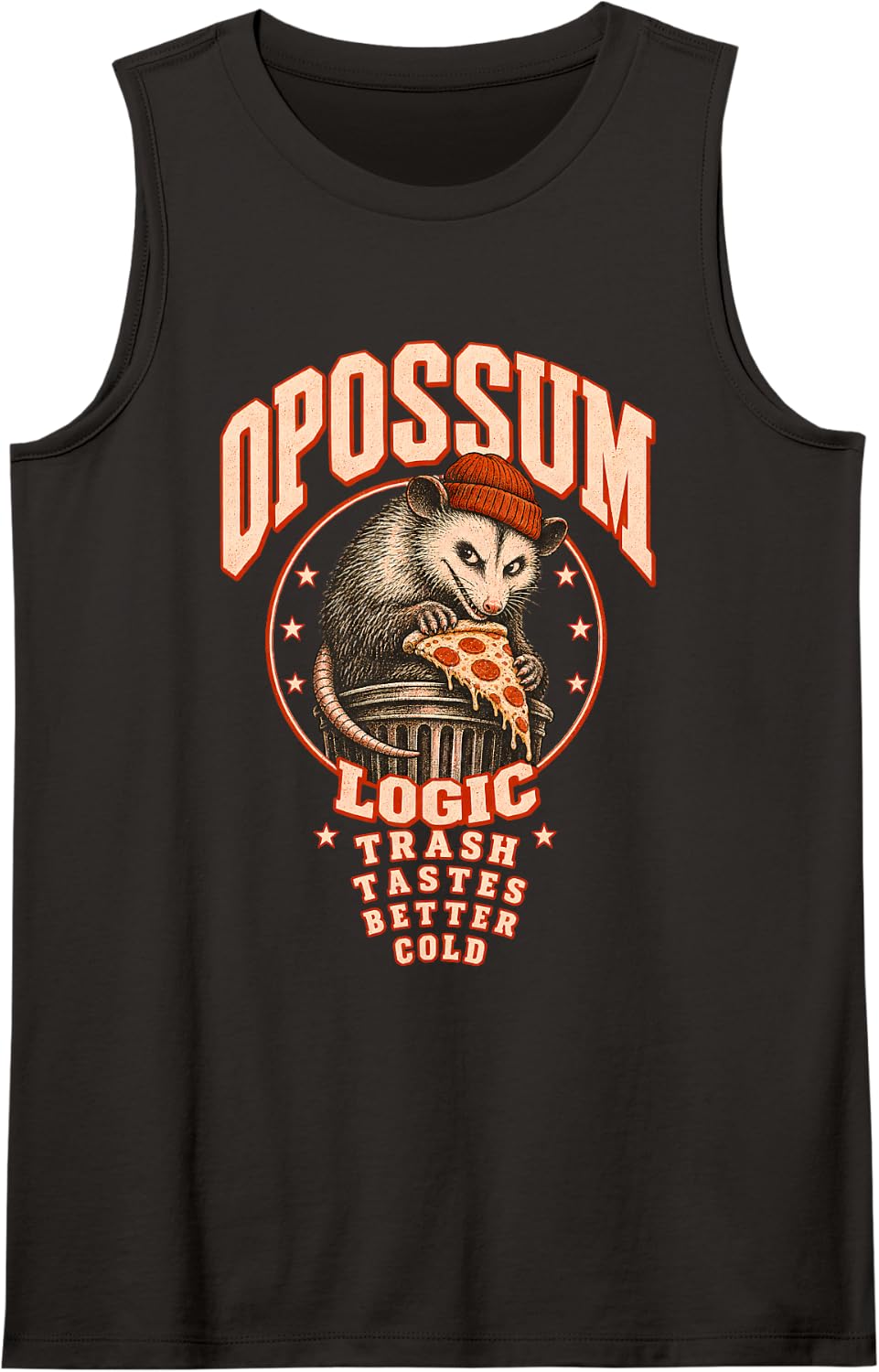 Opossum Logic Trash Tastes Better Cold Funny Vintage Sleeveless Tank Top - Black