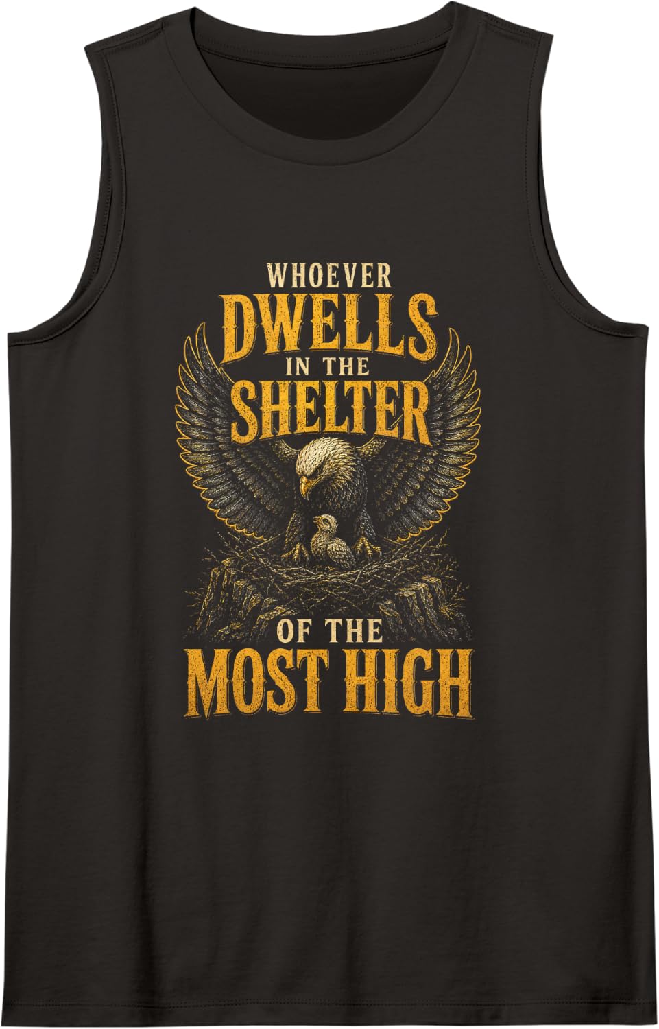 Christian Men Psalm 91:1 Whoever Dwells in The Shelter Sleeveless Tank Top - Black