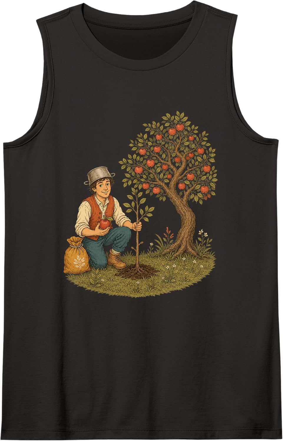 Apple Tree Farmer Planting Orchard Fruit Harvest Sleeveless Tank Top - Black