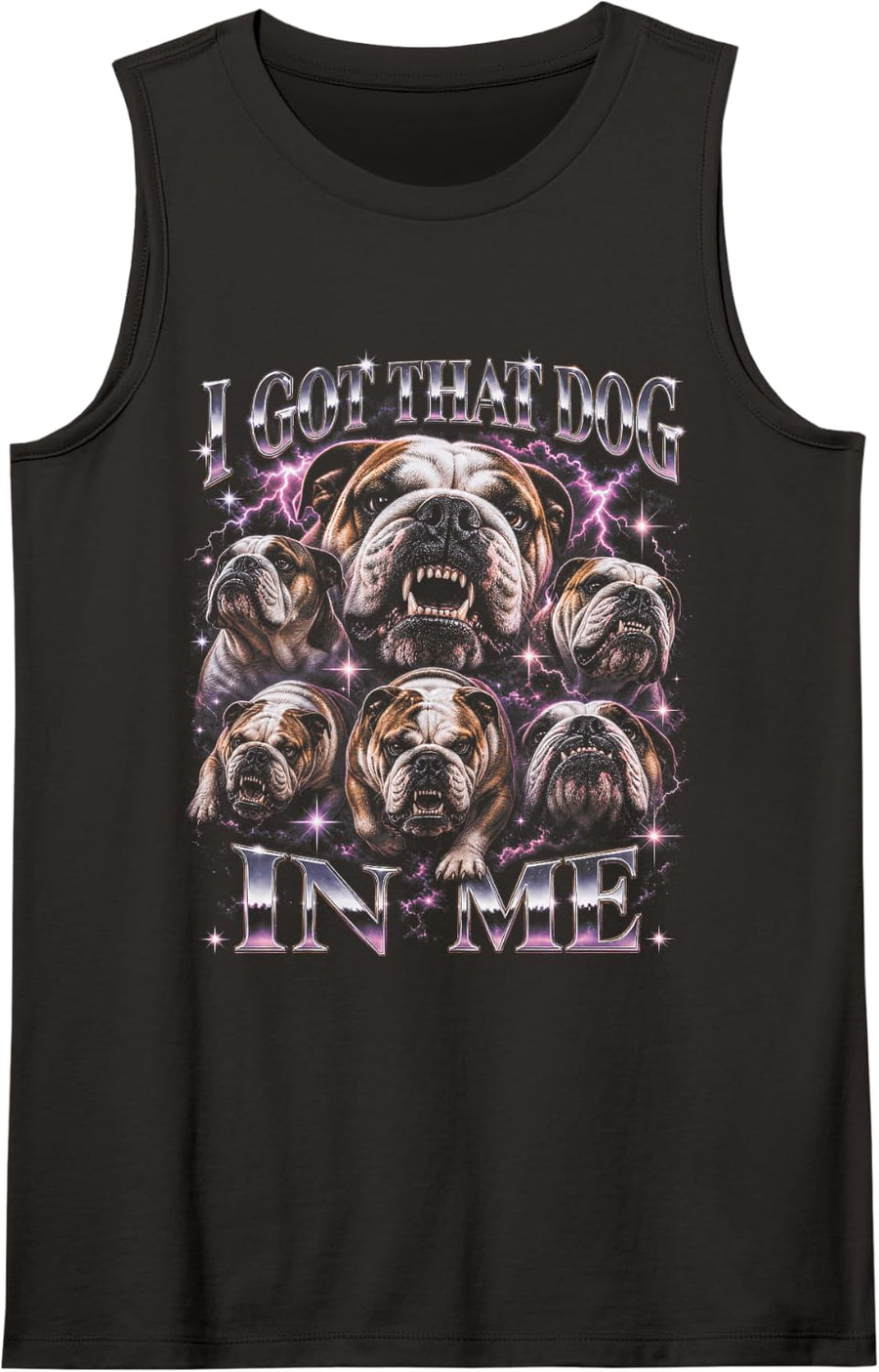 I Got that Dog in Me English Bulldog 90s Bootleg Meme Tank Top - Black
