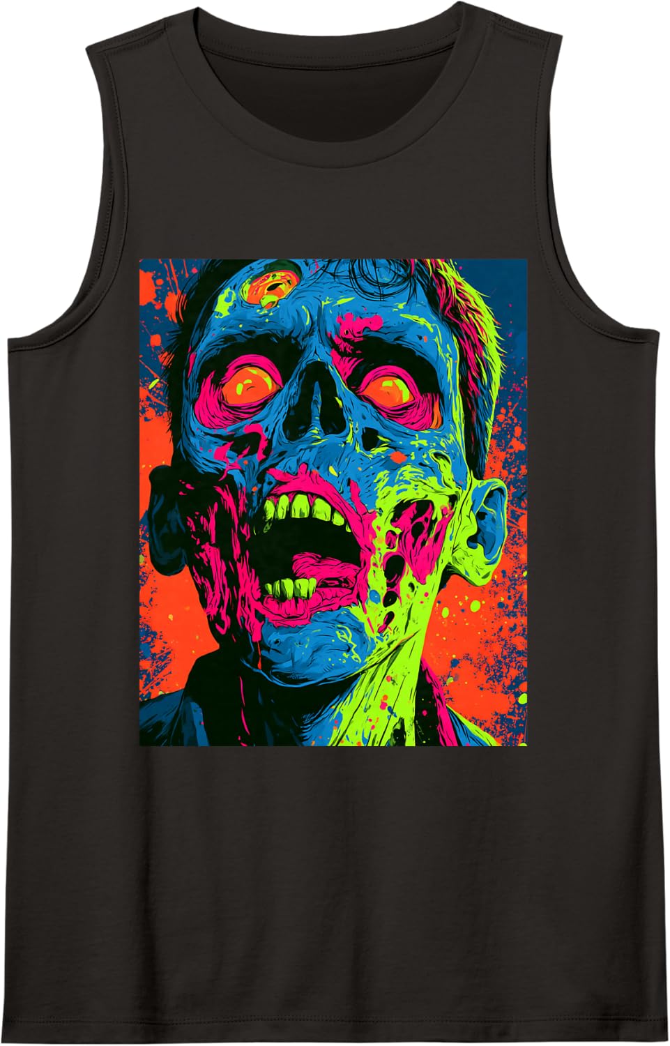 Zombie Graphic Sleeveless Tank Top - Black