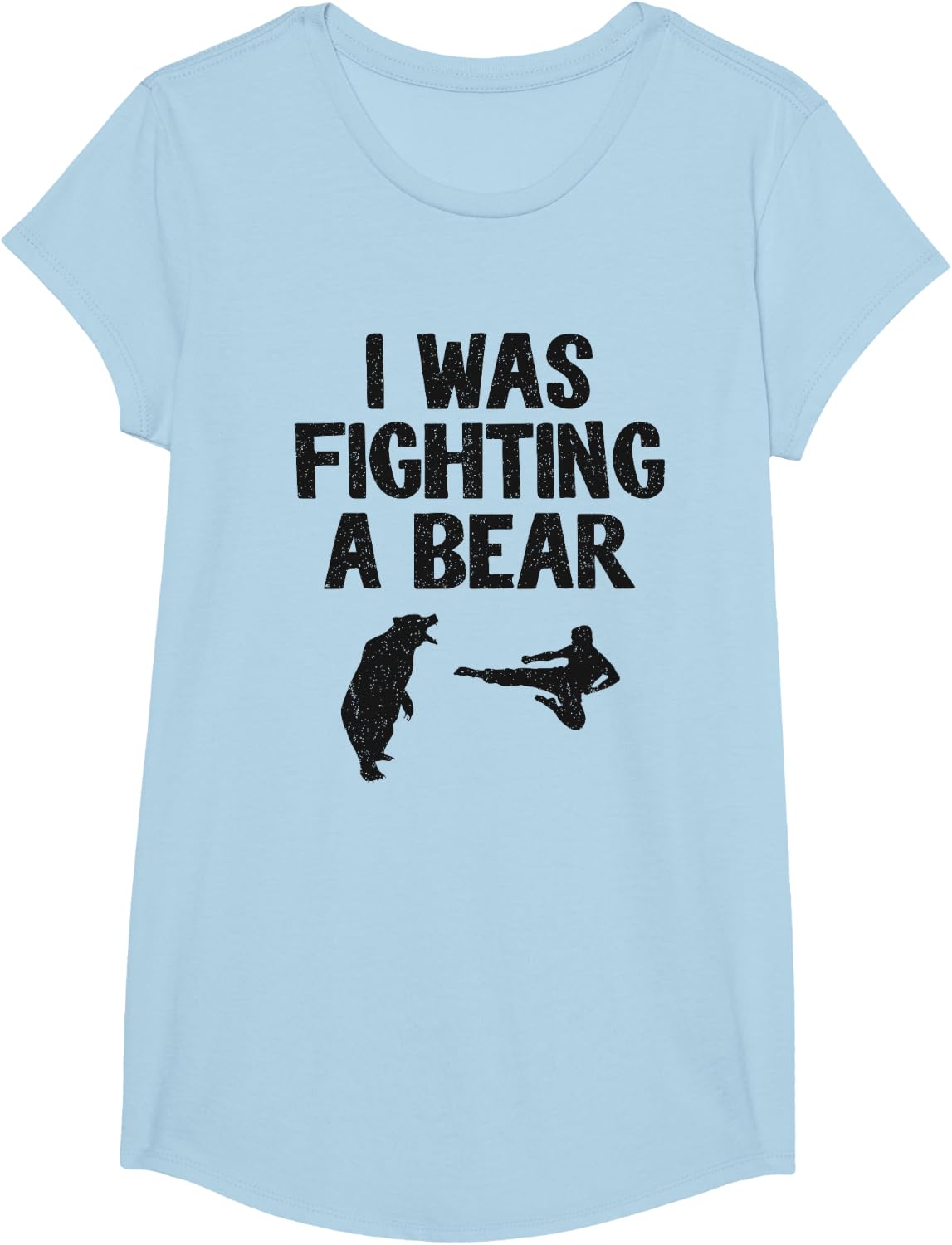 I Was Fighting A Bear After Surgery Recovery Leg Broken Arm T-Shirt - Girls Baby Blue