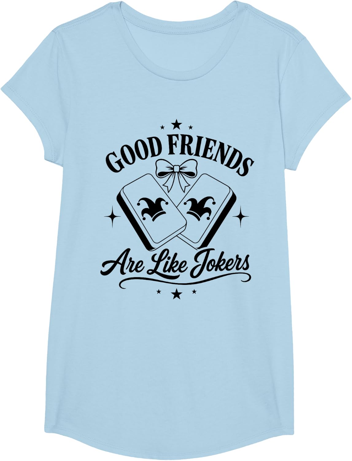 Mahjong Joker Tiles Vintage Bow Mahjong Player T-Shirt - Girls Baby Blue