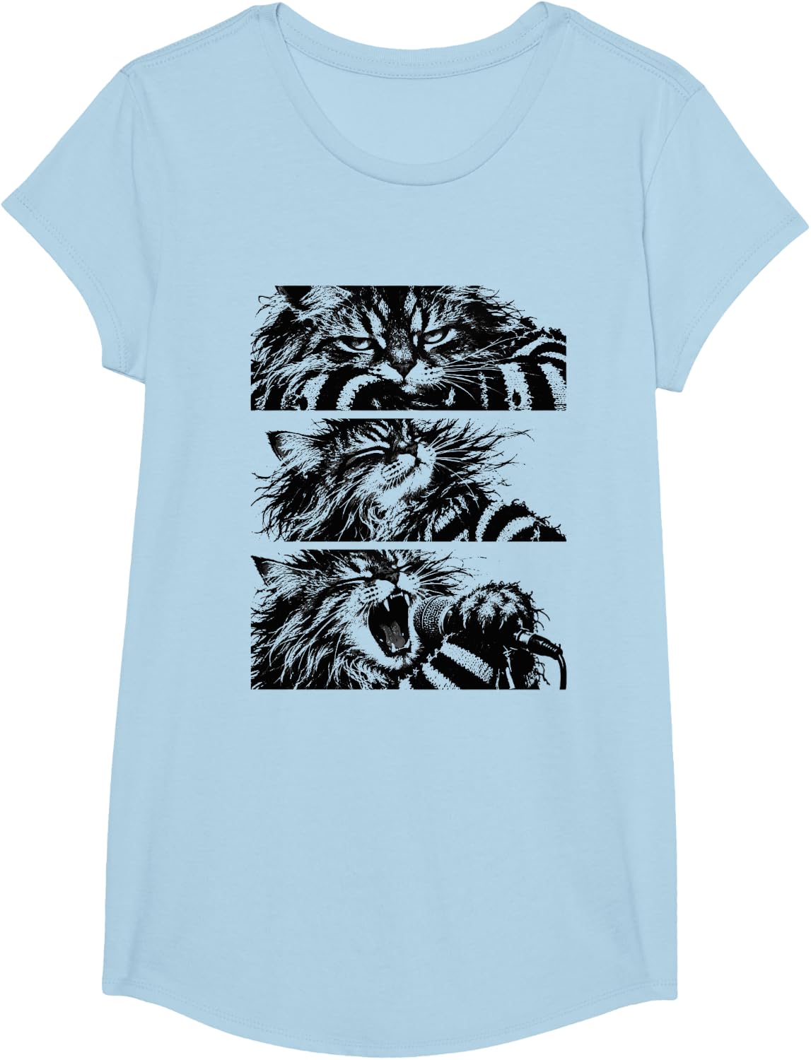 Punk Cats Y2k Grunge Aesthetic 90s 2000s Hairy Kittens T-Shirt - Girls Baby Blue