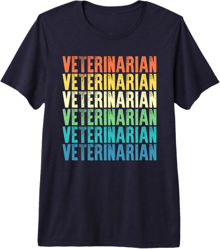 Veterinarian Vintage Style Job Premium Tri-Blend T-Shirt - Navy Blue