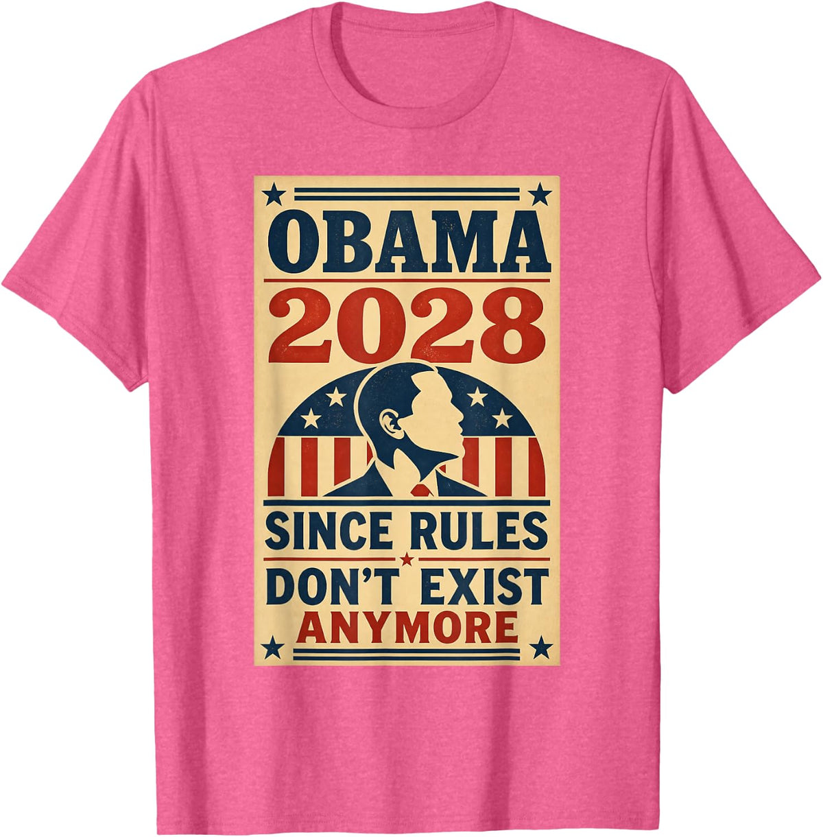 Obama 2028 Funny Political Satire for Democrats T-Shirt - Pink Heather
