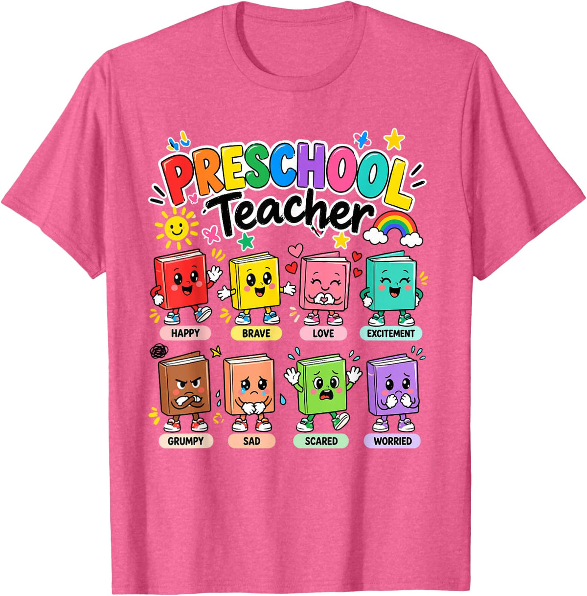 Preschool Teacher Emotions Feelings Funny Teaching Prekids T-Shirt - Pink Heather