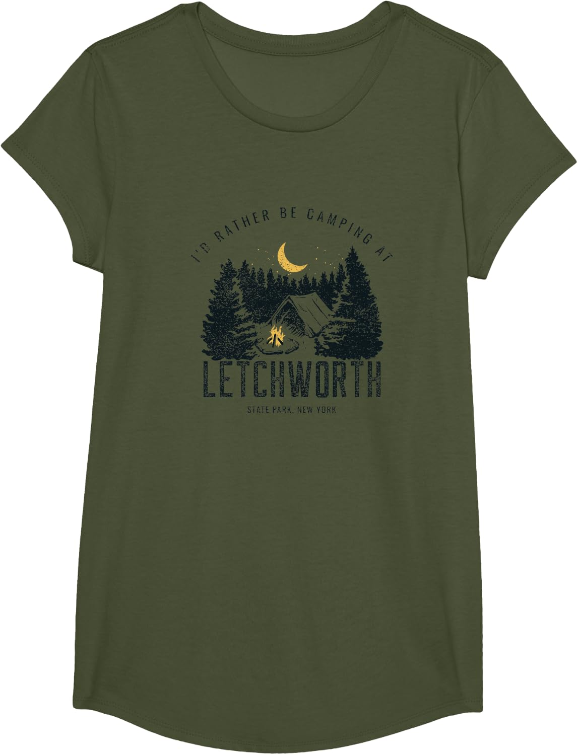 Letchworth State Park New York Rather Camping Outdoors T-Shirt - Girls Olive Green