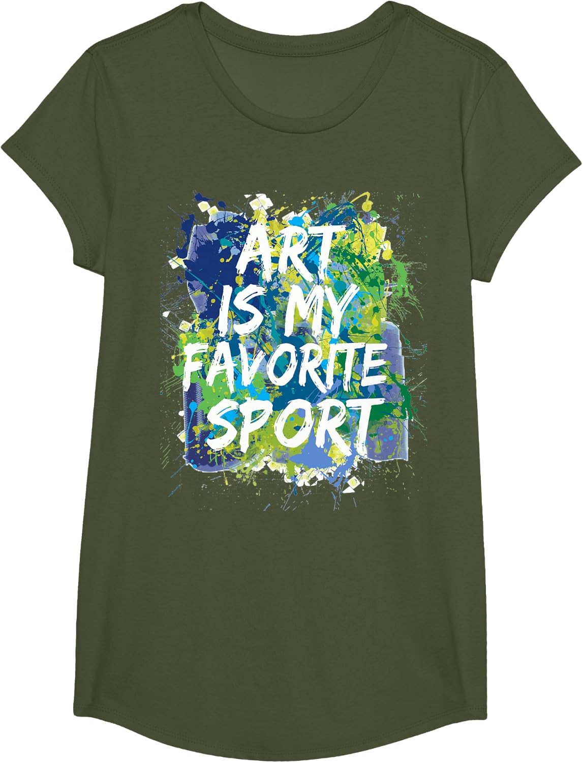 Art Is My Favorite Sport Tshirt Tee, Perfect Artist Gift T-Shirt - Girls Olive Green